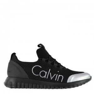Image of Calvin Klein Calvin Ron Mesh Logo Metallic Trainers - Black
