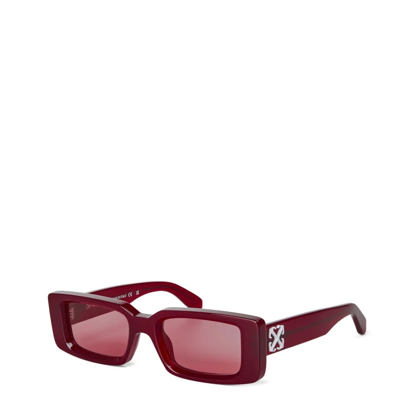 Image of Off White Arthur Acetate Full Rim Rectangle Sunglasses 2828 Burgundy unisex One Size
