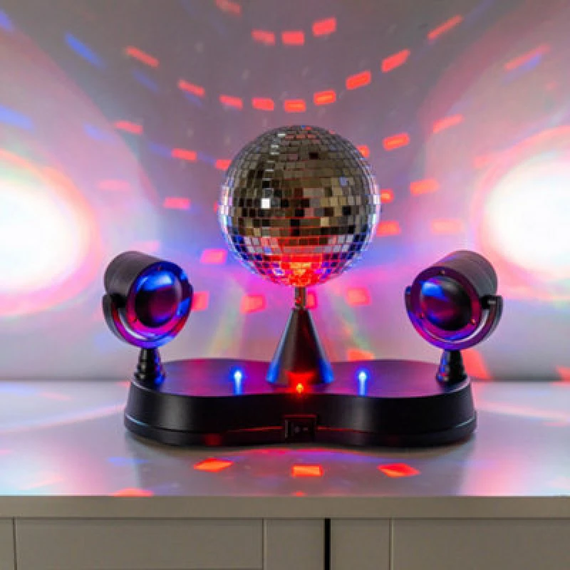 Image of ValueLights Dolly Disco Ball Rotating RGB LED Spotlight Desk Table Lamp Black