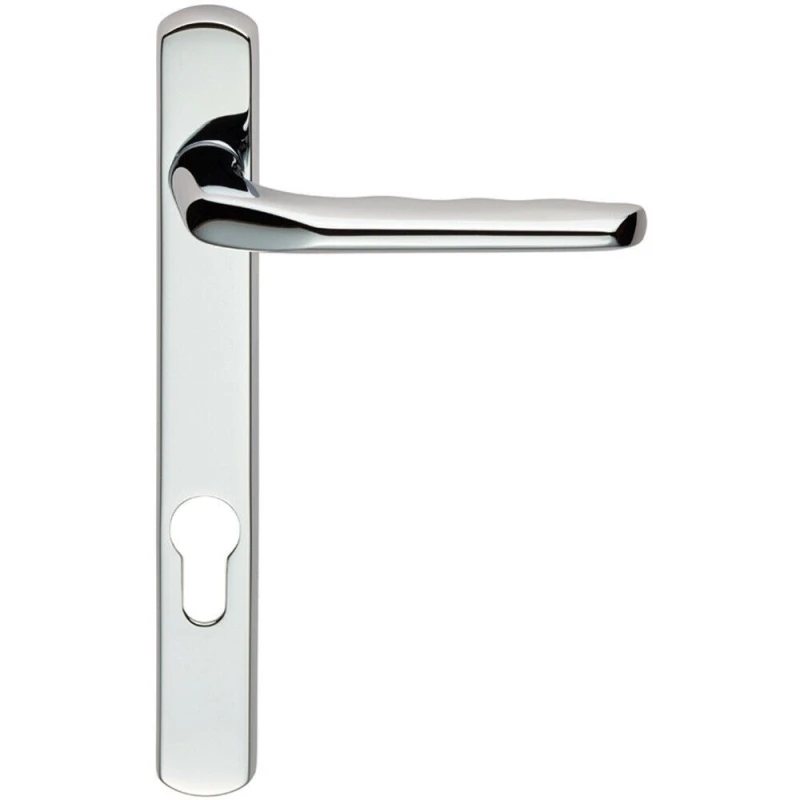 Image of Loops Straight Lever Door Handle on Lock Backplate Polished Chrome 208mm X 26mm Multi