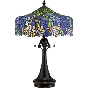 Image of 1 Light Tiffany Table Lamp - Bronze Finish, E27