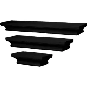 Image of Black Floating Shelves - Set of 3 M&W - Black