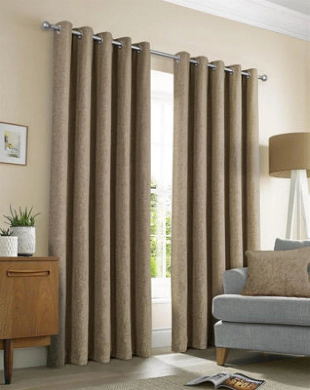 Image of Sundour Amberley Chenille Eyelet Curtains Brown