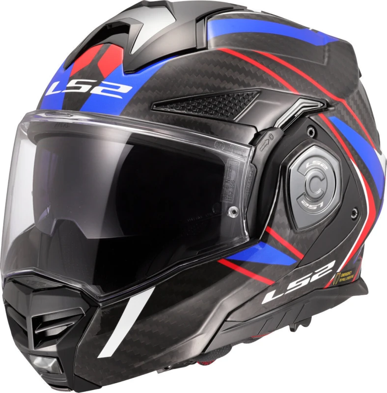 Image of LS2 FF901 Advant X Carbon Future II Helmet, white-red-blue, Size M for Men