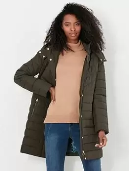 Image of Joules Dartwell Padded Longline Coat - Green, Size 18, Women