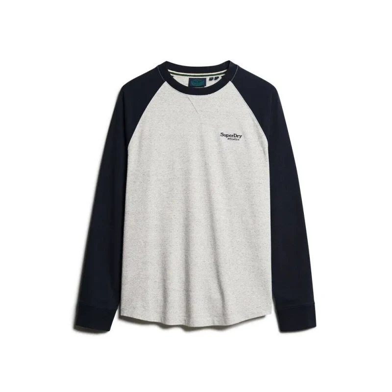 Image of Superdry Essential Logo Baseball T-Shirt Grey Fleck Marl/Eclipse Navy XL