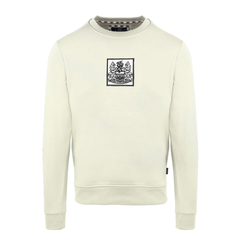 Image of Aquascutum Mens Round Neck Crew Sweatshirt Crew Sweaters Small Yellow 52327313350