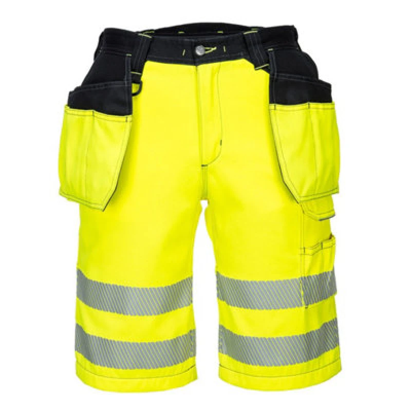 Image of Portwest PW3 Hi Vis Holster Work Shorts PW343YBR32 Colour: Yellow / Black