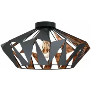 Image of Loops - Semi Flush Ceiling Light Black & Copper Geometric Shade 1 x 60W E27 Bulb