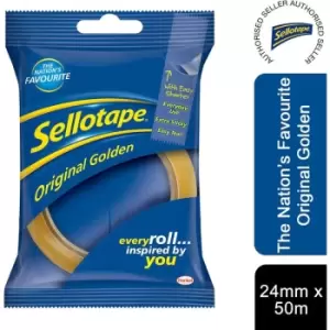 Image of Strong & Sticky Original Golden Tape Comes with an Easy Starter Tab,50m - Sellotape