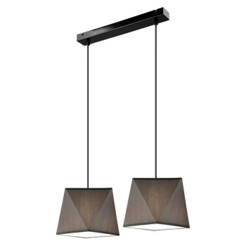 Image of Lamkur Lighting - Carla Bar Pendant Ceiling Light, Fabric Shade Gray, 2x E27
