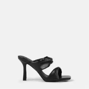 Image of Missguided Double Twist Strap Heeled Sandals - Black