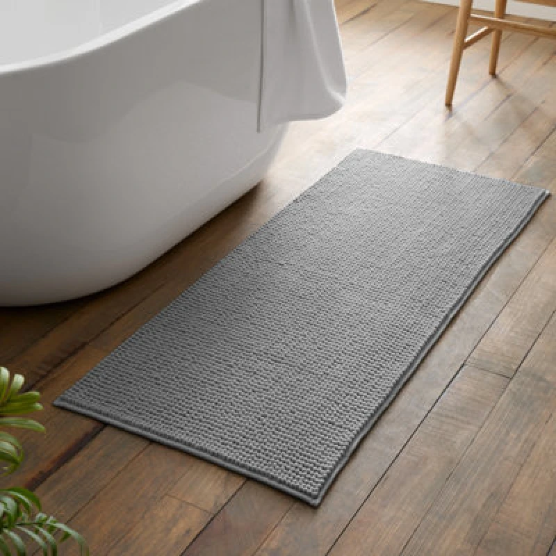 Image of Catherine Lansfield Bobble 50cm x 120cm Runner Bath Mat Silver