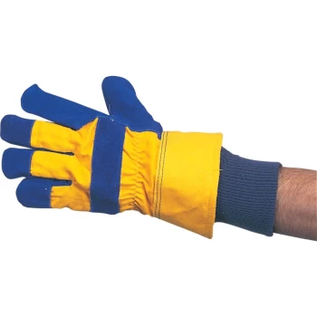 Image of Split Leather Arctic Thinsulate Blue/Yellow Cold Resistant Rigger Gloves - Size 9