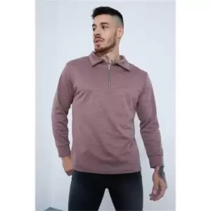 Image of I Saw It First Brown Jacquard Long Sleeve Polo - Brown