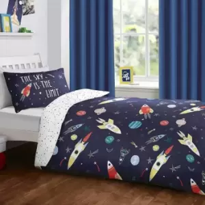 Image of Bedlam Kids Space Glow In The Dark Print Duvet Cover Set, Multi, Junior
