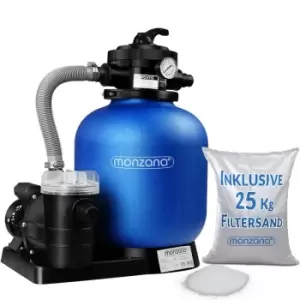 Image of Sand Filter System 9,960L/h With Prefilter 7-Way Valve Filtration System Filter 30 Litres Unit Swimming Pool Incl. 25kg Filter Glass Clean Water