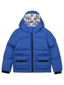 Image of BOSS Boys Padded Hooded Coat - Blue, Royal Blue, Size Age: 14 Years