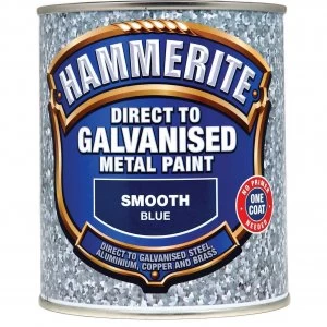 Image of Hammerite Direct to Galvanised Metal Paint Blue 750ml