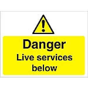 Image of Warning Sign Live Services Fluted Board 45 x 60 cm