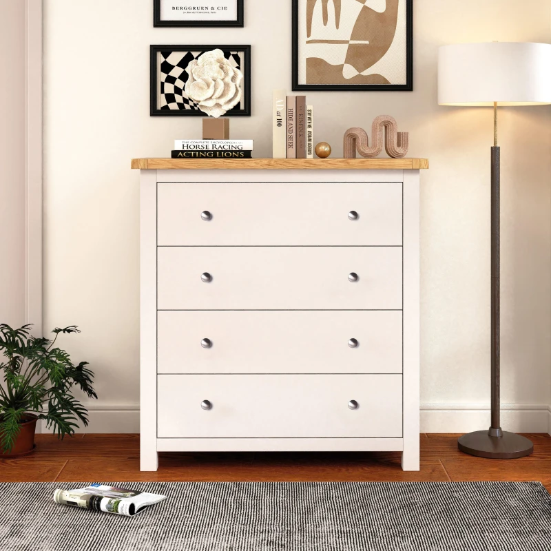 Image of Cabinet Bits Maggiori 4 Drawer Chest of Drawers Chrome Knob in Off-White Off-White Unisex