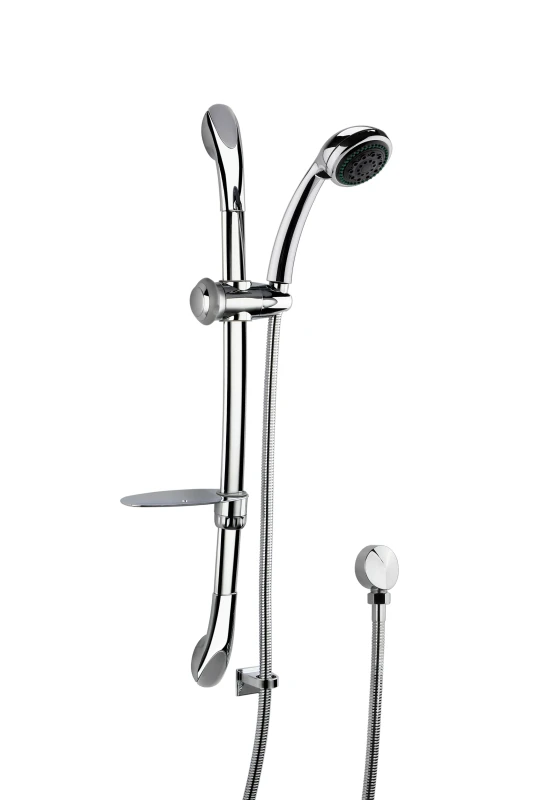 Image of Balterley Slide Rail Shower Kit with Single Function Head Outlet Elbow Chrome Silver