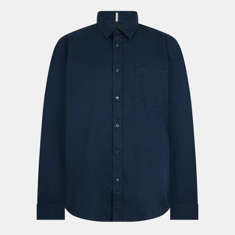 Image of Boss Mens Long Sleeve Oxford Shirt Dark Blue male S
