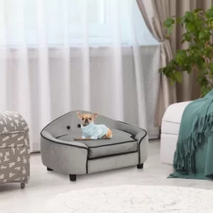 Image of PawHut Pet Sofa Couch Small Sized Dog Various Cat Sponge Cushioned Bed Lounge Gray
