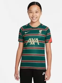 Image of Nike Liverpool Fc Junior 21/22 Pre Match Shirt, Black/Green, Size L