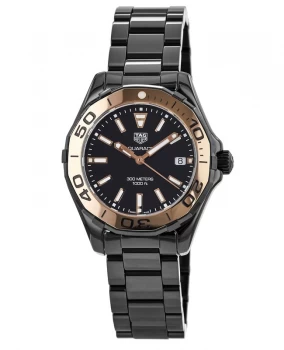 Image of Tag Heuer Aquaracer Lady 300M 35MM Black Ceramic & Gold Womens Watch WAY1355.BH0716 WAY1355.BH0716