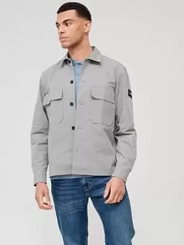 Image of Calvin Klein Cotton Nylon Overshirt - Light Grey