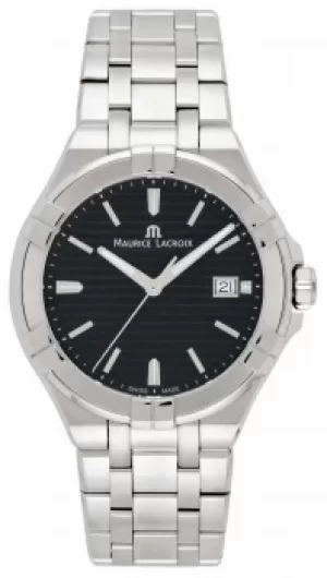 Image of Maurice Lacroix Mens Aikon Stainless Steel Bracelet Black Watch