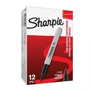 Image of Sharpie 1985857 Fine Black Permanent Pen Pack of 12