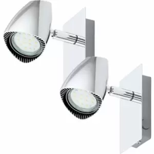 Image of 2 pack Wall Spot Light Colour Chrome Plated Rocker Switch GU10 1x3W Included