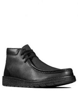 Image of Clarks Youth Mendip Loop Lace Up Boots - Black