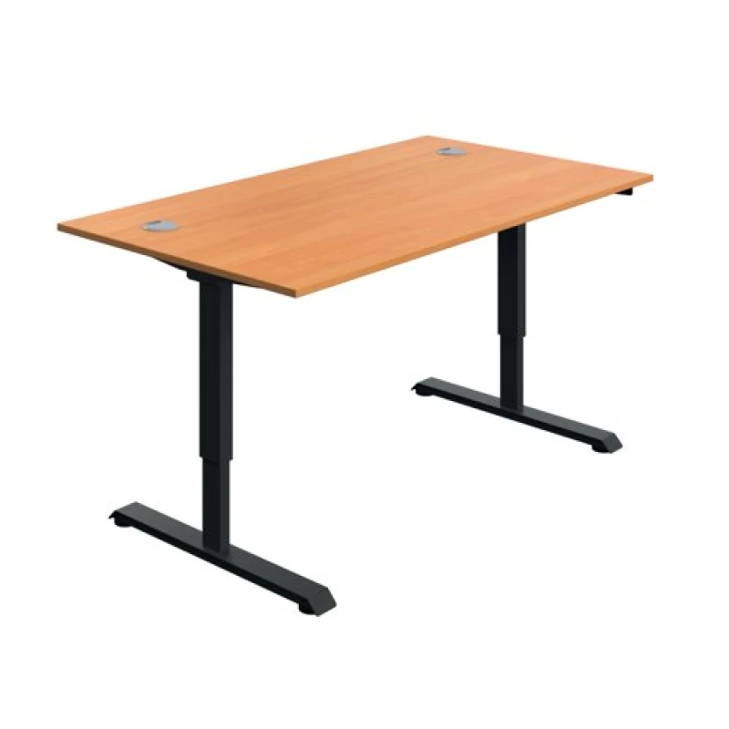 Image of Serrion Single Motor Sit/Stand Desk 1400x800x730-1220mm Beech/Black KF800320
