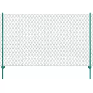 Image of Vidaxl Wire Mesh Fence With Posts Steel 25X1.5 M Green