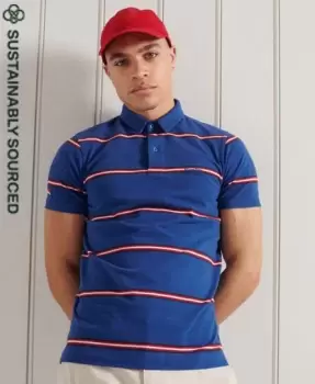 Image of Superdry Mens Organic Cotton Academy Stripe Polo Shirt Blue / Varsity Blue - Size: S