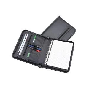 Image of Office A4 Zipped Conference Ring Binder Capacity 20mm Leather Look
