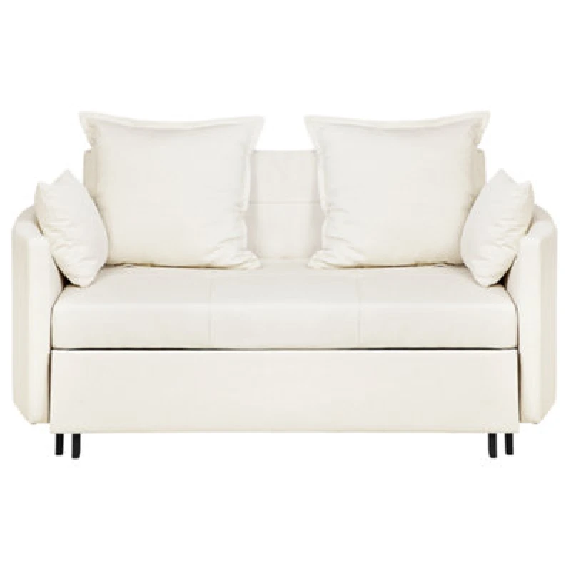 Image of Beliani Sofa Bed 2 Seater Hovin Fabric Light Beige