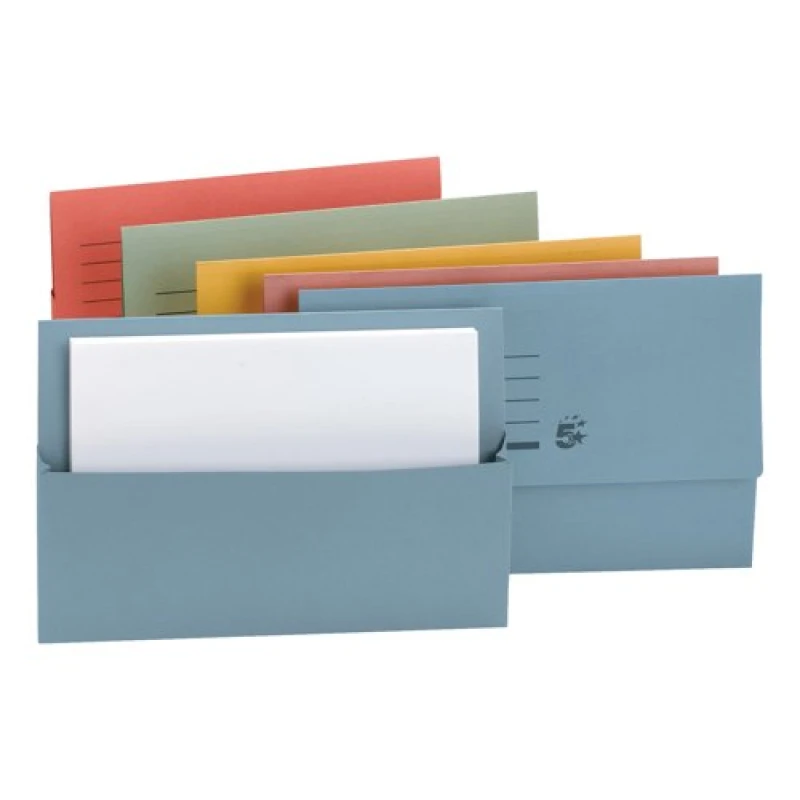 Image of 5 Star office 5 Star Office Document Wallet Half Flap 250gsm Recycled Capacity 32mm Foolscap Assorted (Pack of 50) 501785