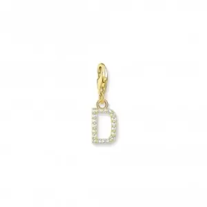 Image of Charmista White Gold Plated Zirconia Letter D Charm Pendant 1967-414-14