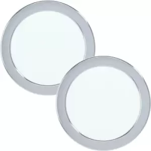 Image of 2 PACK Wall / Ceiling Flush Downlight Chrome Steel 10.5W LED 166mm Round