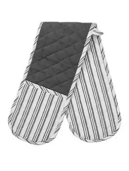 Image of Hometown Interiors Organic Cotton Striped Double Oven Glove - Charcoal
