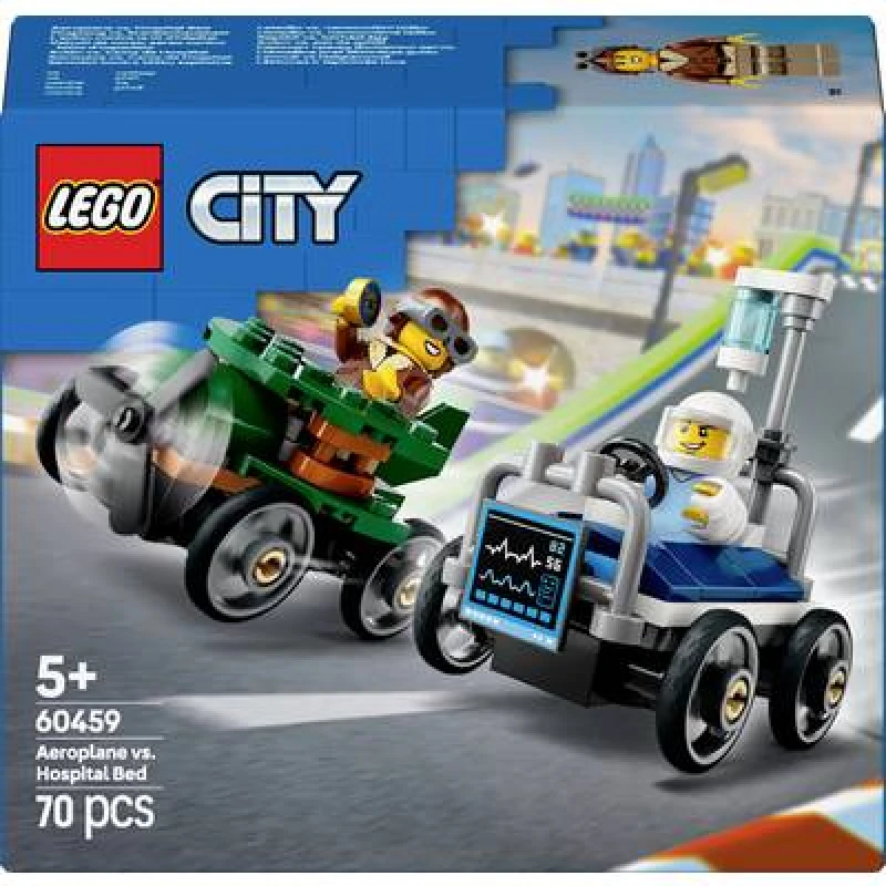 Image of LEGO LEGO City Aeroplane vs. Hospital Bed Race Car Pack 60459