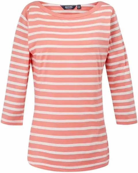 Image of Regatta Womens Bayletta Cotton Blend Lightweight T Shirt 8 - Bust 32' (81cm) Shell Pink/White RWT294-S02-8