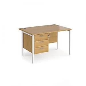 Image of Dams International Maestro 25 Rectangular Home Desk with 3 Drawer Pedestal Wood White 1200 x 725 x 800 mm