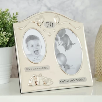Image of Milestones 2 Tone Silver Plated Double Birthday Frame - 70