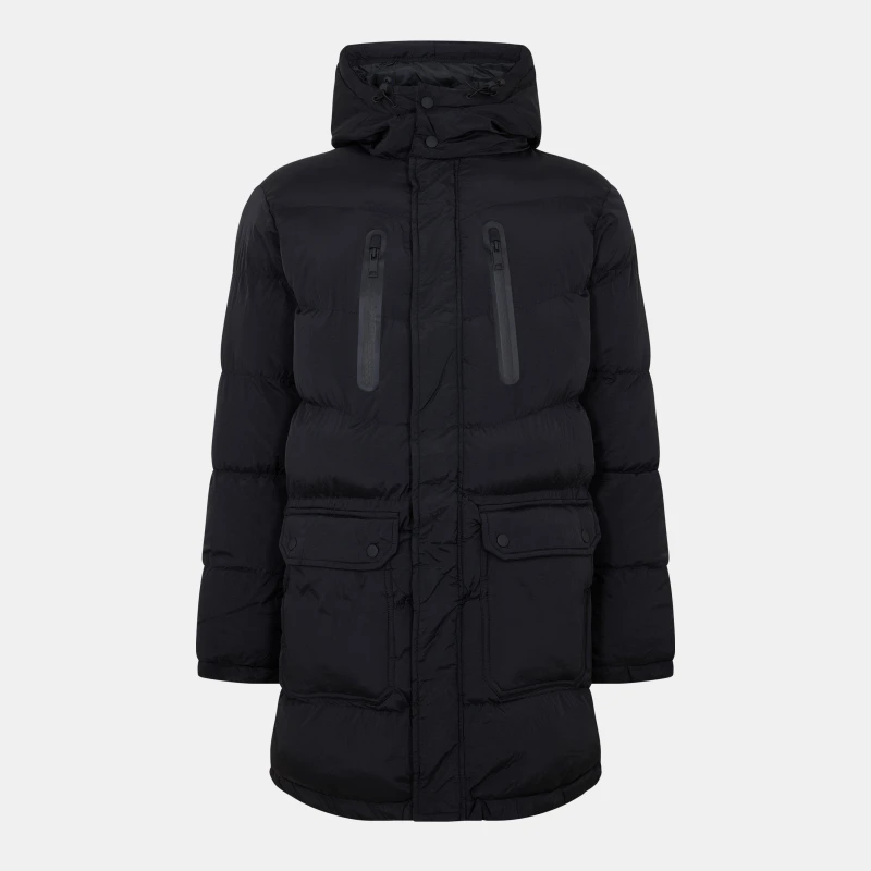 Image of Brave Soul Brave Soul Men Longline Hooded Padded Jacket in Black Size: X-Large Black XL Male 5059534550067