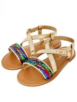 Image of Accessorize Girls Rainbow Sequin Sandals - Multi